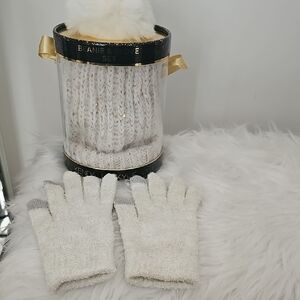 Kendall & Kylie Cream Knit Beanie and Glove Set